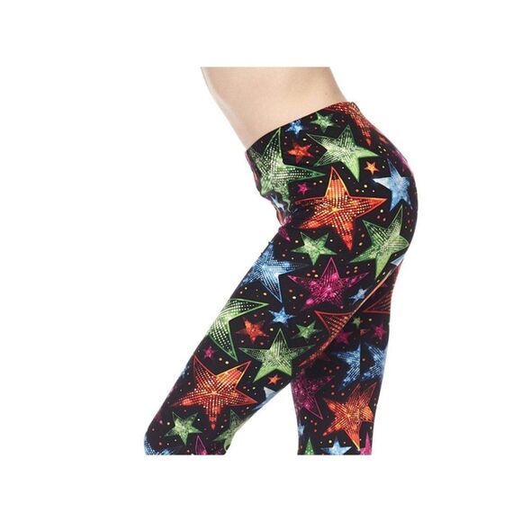 Extra‎ Plus Size Women Buttery Soft Glitter Star Leggings - Picture 1 of 6
